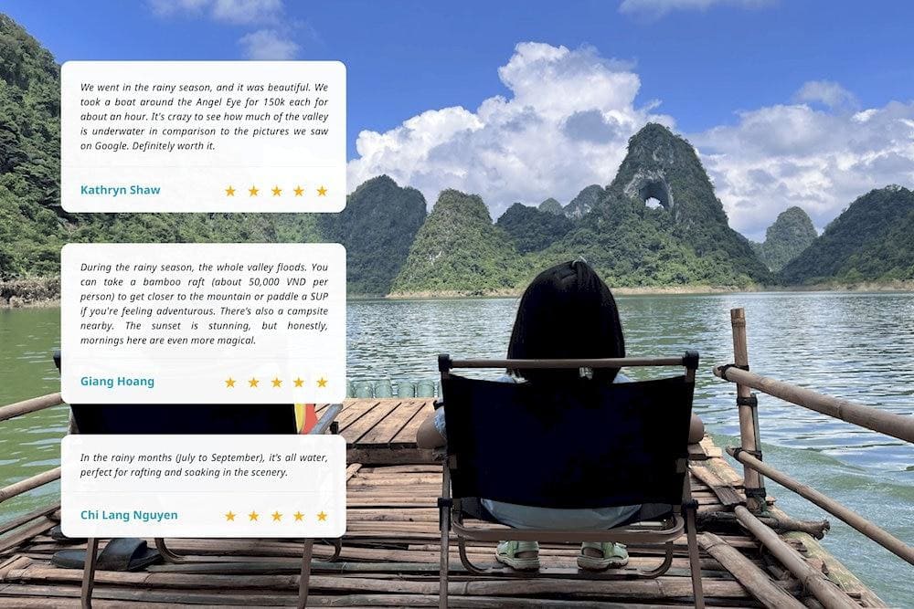 While there is no entrance fee to access this area, engaging in activities like SUP or bamboo rafting will require a small fee